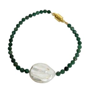 Natural African Chalcedony Baroque Pearl Magnetic Bracelet